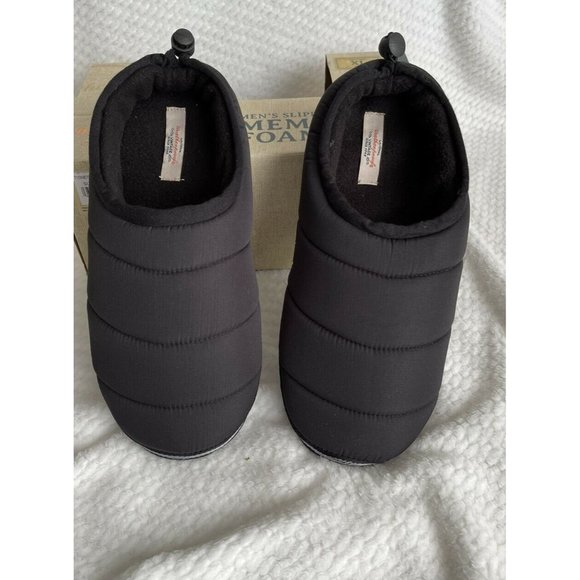 Men’s Size M 8-9 Weatherproof Nylon Puffer Slippers Collapsible Back,Black main image 11